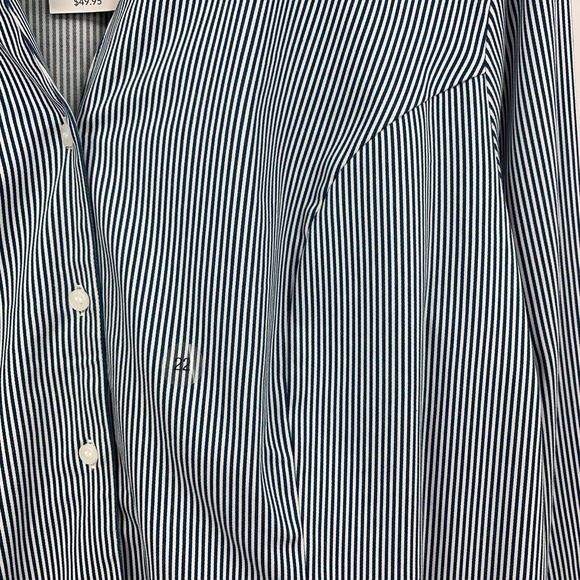 Lane Bryant Outlet Shirt Size 22 Striped Long Sleeve Button Up Collared Stretch - Picture 3 of 8